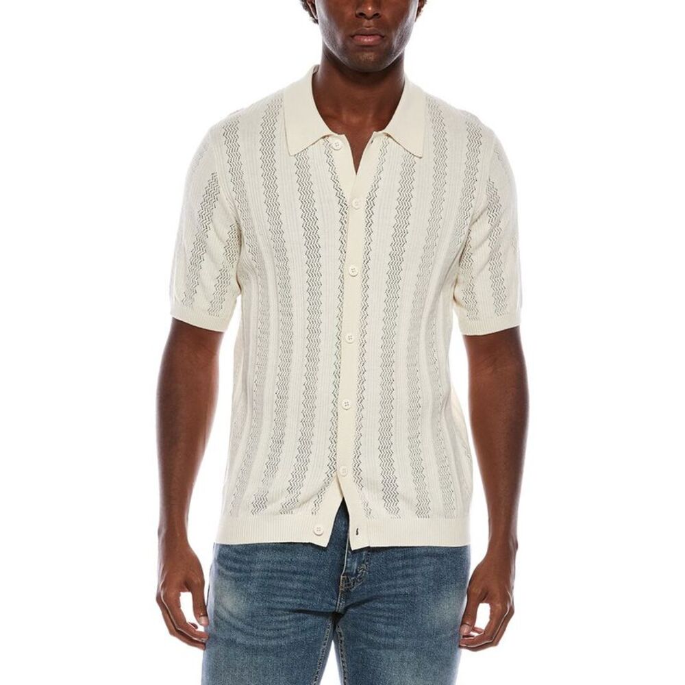 Slate & Stone Mens  Knit Button Sweater Shirt, White